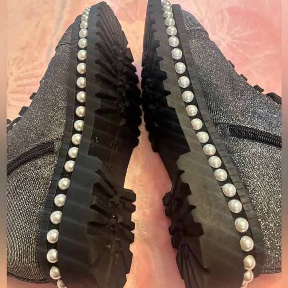 Jessica Simpson Black Glitter Combat Boots - Picture 2 of 2